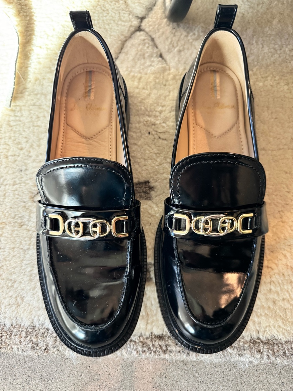 Sam Edelman Christy Chunky Black Patent Loafers Size 7.5